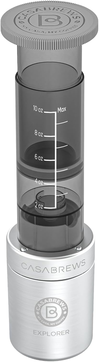 CASABREWS Portable Coffee Maker, 2 in 1 Small Travel Machine for K Cup Pod or Ground Coffee, Quick Press Kit with