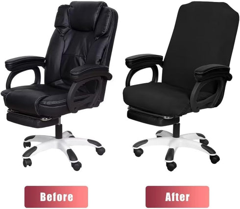 SARAFLORA 2 Pack Stretchable Office Chair Cover, Removable Computer Chair Slipcover with Zipper, Black