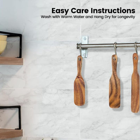 Wooden Spurtle for Cooking, High Moisture Resistance Teak Wooden Spurtle for Spreading and Mixing, Non-Stick