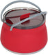 Folding Saucepan, Camp Cookware Hiking Silicone Pot with Lid, Travel Camping Kettle, Red