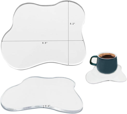 Toyarone Table(1, Acrylic Coaster for Desk, Transparent Coaster Decorative Plates, Clear Cloud Shape Coffee Cup Mats