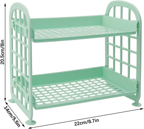Desktop Rack Cosmetic Stationery Storage Holder - 2-Tier Multifunctional Plastic Shelf Makeup Organizer for Home (Light