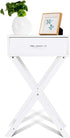Table(1,White) Giantex Nightstand with Drawer X-Shaped Design Sofa Side Table for Living Room Bedroom Accent Furniture