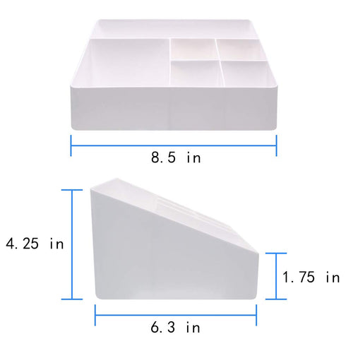 Granvela Home Organizer, Bedside Table Makeup Organizer with 6 Compartments, White