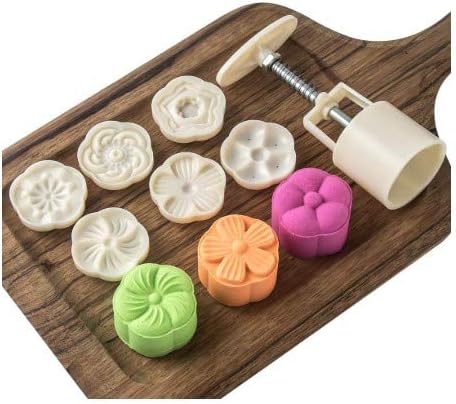 Cookie Press Mid-Autumn Festival Moon Cake Mould, 50g Cookie Stamp Set with 6 Pcs Mode Pattern for DIY Decoration