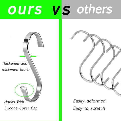 Heavy Duty Stainless Steel S Hooks for Hanging Pots, Kitchenware, Utensils, Clothes, Bags, Cups, Towels - 3.7 inch, 8
