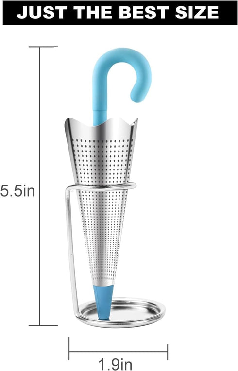 Numola 2Pcs Stainless Steel Fine Mesh Tea Infuser with Drip Tray for Tea Cups, Mugs, Teapots (Red & Blue)