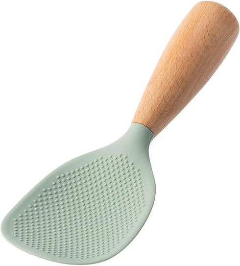 MAGICLULU Silicone Rice Spoon, Kitchen Utensils, Wooden Rice Paddle, Reusable Rice Serving Spoon