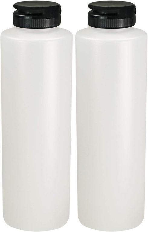 Pinnacle Mercantile 16 oz Condiment Squeeze Bottles, Set of 2 with Flip Top Hinged Black Cap, Made in USA