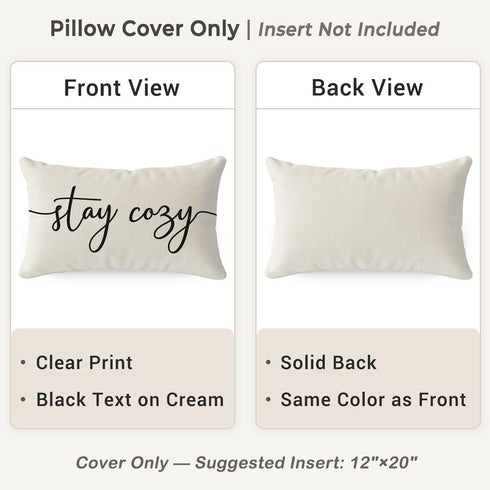 12x20 Inch Cozy PANDICORN Throw Pillow Cover Cream, Stay Decorative Lumbar Cushion Case for Couch Sofa Bed, Neutral