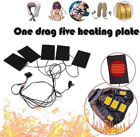 3 Gears USB Electric Heating Pads, Portable Waterproof Heater Pads with 5 Jacket Sheets for Winter Camping