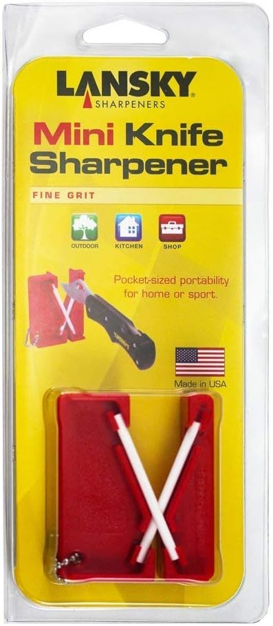Lansky Mini Crock Sticks Knife Sharpener, Portable Keychain Tool, Ceramic Honing Rod for Knives - LCKEY