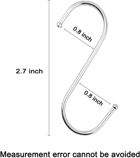 LOYMR 30 Pack 2.7 inches S Shape Hooks Heavy-Duty Metal Hanging Hooks Apply Kitchenware Bathroom Towels Utensils Plants