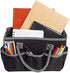 Craft Storage Tote Bag, Desktop Organizer with Handles and 5 Pockets, Teacher Helper, Arts, Books, Stationery (Black)