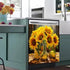 Modern Sunflower Dishwasher Magnet Cover, Appliance Sticker Blooming Sunflower Front Cover, 23" x 26"