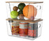Toowood 2 Pack, Trash Bag Holders with Bamboo Lids Garbage Bag Dispenser with Lid, Open Front Stackable Storage Bins