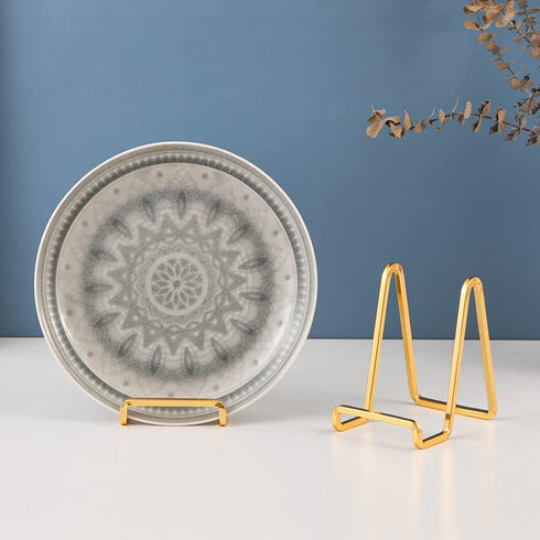 4.5 inch Metal Plate Stands for Display, Tabletop Picture Stand, Gold Iron Easels for Photos, Books, Plates