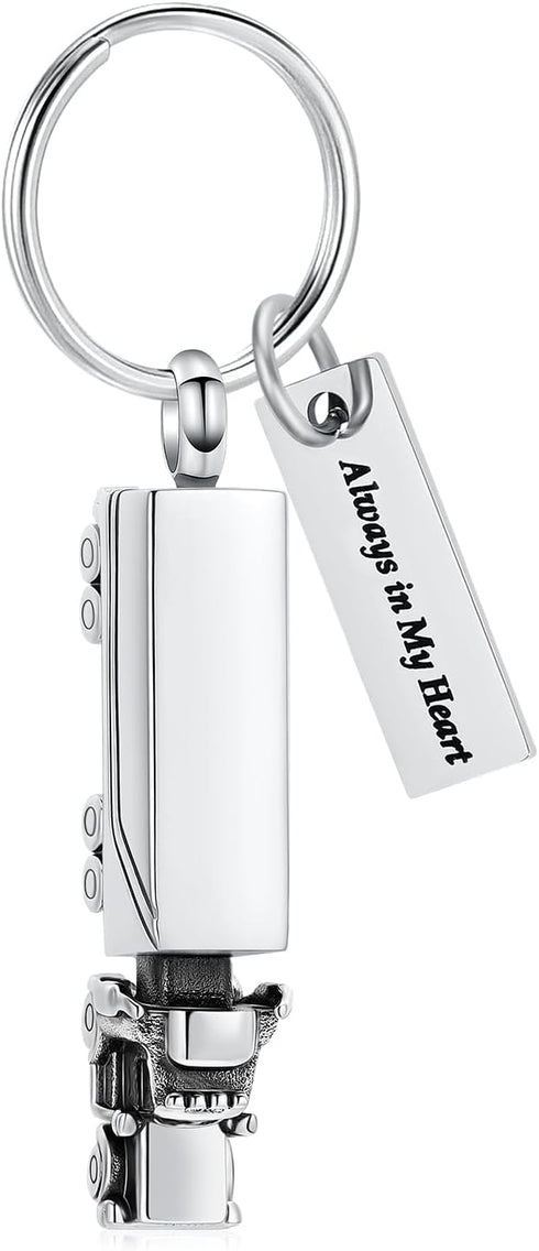 shajwo Cremation Jewelry Keychain, 18 Wheeler Semi Truck Urn for Ashes, Memorial Pendant for Men Women