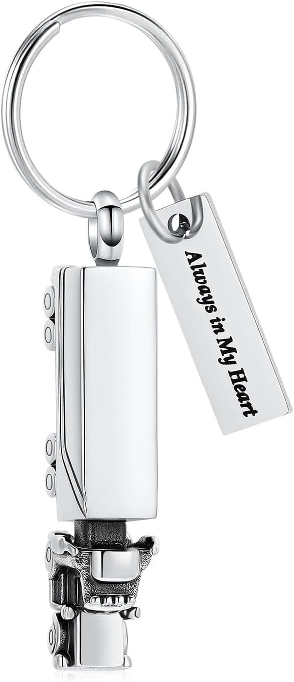 shajwo Cremation Jewelry Keychain, 18 Wheeler Semi Truck Urn for Ashes, Memorial Pendant for Men Women