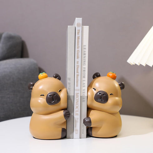 Cute Hug Capybara Decorative Bookends, Unique Animal Book Ends to Hold Books Creative Resin Book Holder Stopper