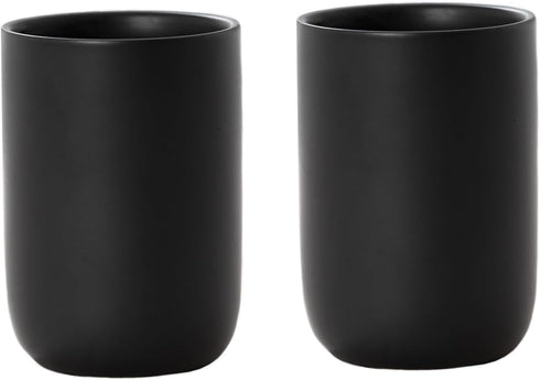Hylignuae HY Bathroom Ceramic Toothbrush Cup, Matte Black Toothbrush Cup Holder, Bathroom Storage Organizer