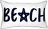 Nautical Style Embroidered Beach Throw Pillow Cover, White, 20" x 12"