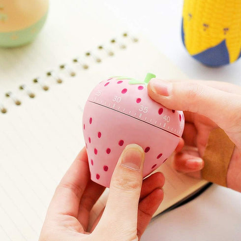 Cute Fruit Cookie Kitchen Timer, Novelty Manual Cooking Alarm, Fun Strawberry Windup for Home Decor