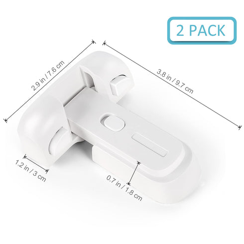 2 Pack Child Proof Fridge Lock, Easy Install Refrigerator Door Latch for Toddlers and Aging Seals (White)