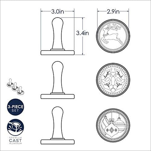 Nordic Ware 01236 Yuletide Cast Cookie Stamps, 3-inch Rounds, Silver