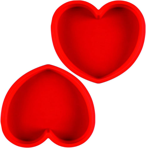 2 Packs Silicone Heart Shaped Cake Pans, 10 Inch Non-stick Cake Molds for Baking Cakes and Chocolate