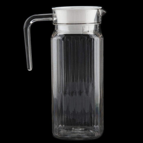 Fdit Acrylic Transparent Juice Bottle - Striped Water Jug with Lid for Homemade Juice & Cold Tea, 800ML