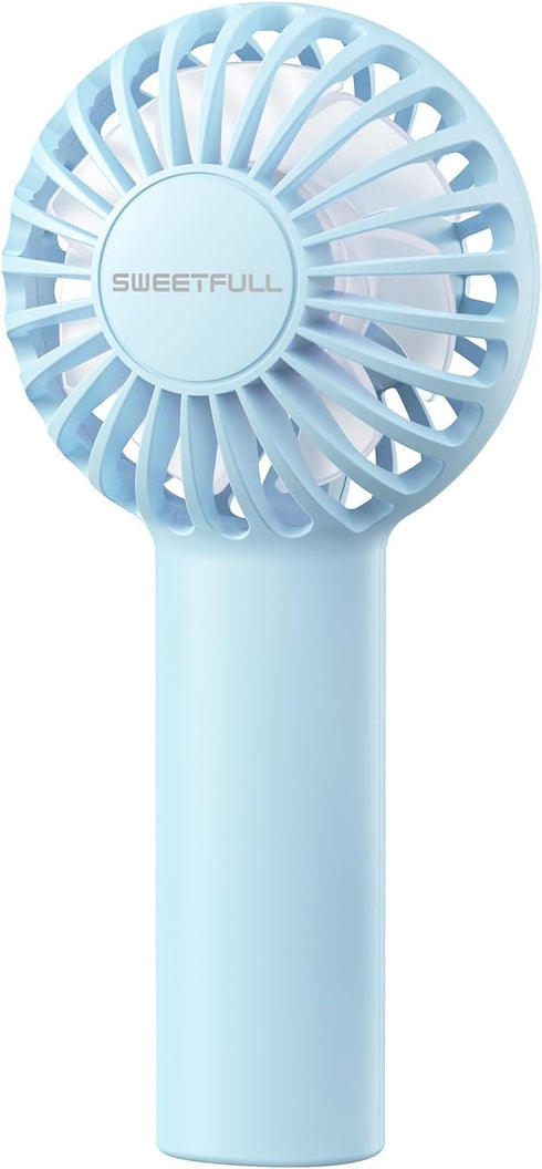 SWEETFULL Mini Portable Fan, Powerful Handheld Rechargeable Fan, 3 Speeds Personal Small Hand Fan for Travel, Light Blue