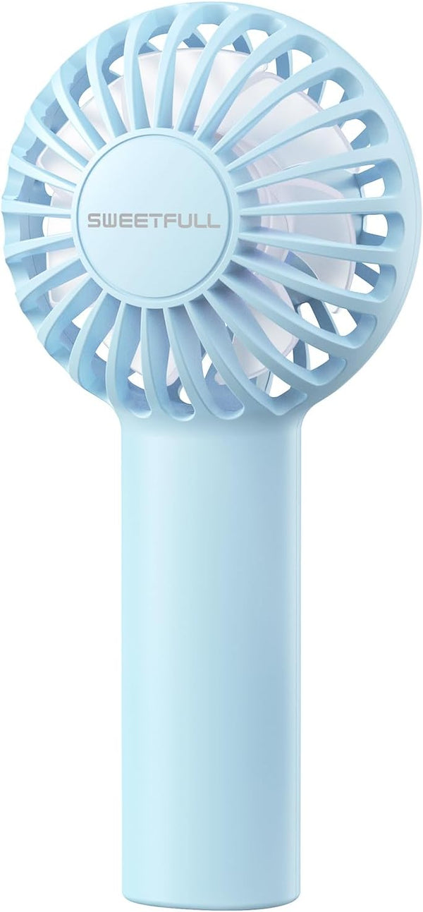SWEETFULL Mini Portable Fan, Powerful Handheld Rechargeable Fan, 3 Speeds Personal Small Hand Fan for Travel, Light Blue
