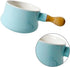 Cabilock Non-Stick Ceramic Mini Saucepan, Wooden Handle, 380ML Butter Warmer Frying Pan for Soup
