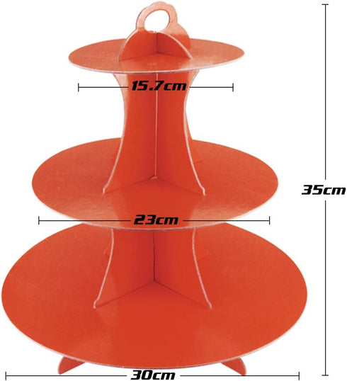 3 Pack 3-Tier Colorful Round Cardboard Cup Cake Holder Stand, Reusable Dessert Tower for Events