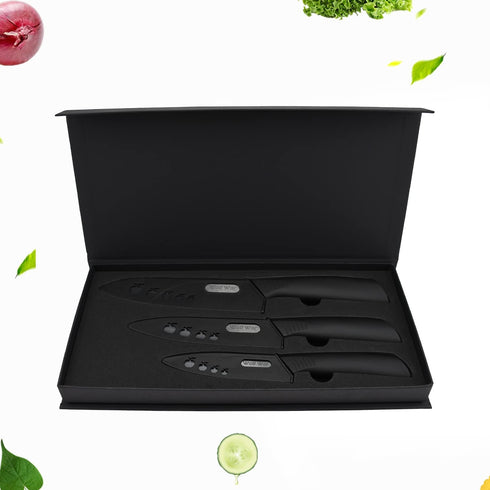 Professional Kitchen Ceramic Knife Set with Sheaths, Super Sharp Rust Proof Stain Resistant (6" Chef, 5" Utility, 4"