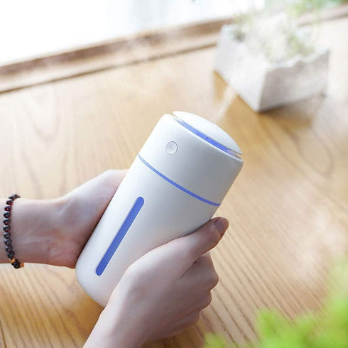 Small Cool Mist Humidifier for Bedroom, Portable Travel Humidifier for Car, with 7 Colors LED Light, Battery Powered