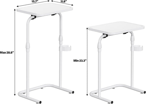 TB01BW091 TUTOTAK C Shaped End Table with Tiltable Surface, Adjustable Height Side Table, Slide Under Couch Table TV