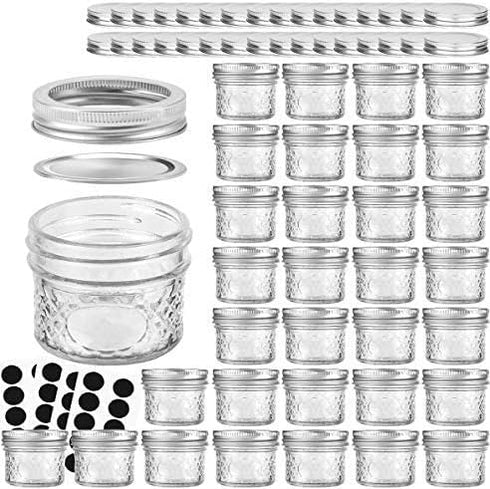 VERONES Mason Jars Canning Jars, 4 OZ Jelly Jars With Regular Lids