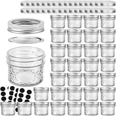 VERONES Mason Jars Canning Jars, 4 OZ Jelly Jars With Regular Lids
