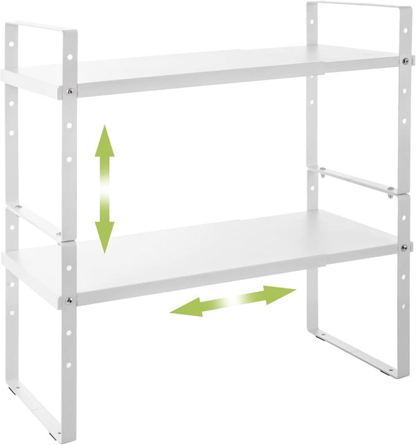 Across-Star Expandable Cabinet Shelf Organizer Rack, Stackable Kitchen Counter Storage Shelves Stand,