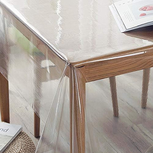 sancua Clear Plastic 100% Waterproof Tablecloth - 54 x 54 Inch Vinyl PVC Table Cover for Dining, Parties