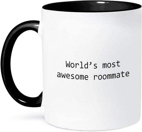 3dRose Worlds Most Awesome Roommate Mug, Two Tone, Black, 11 oz