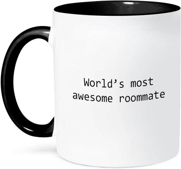 3dRose Worlds Most Awesome Roommate Mug, Two Tone, Black, 11 oz