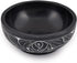 Kaizen Casa Hand Carved Natural Stone Bowl, Smudge Pot, White Leaf Carved Design, 5” x 2” – Black, Jewelry Dish,