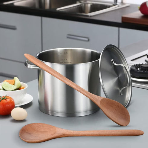 Big Wooden Spoon for Cooking, 17-Inch Kitchen Serving Scoop for Big Pot, Heavy Food Service Spoon