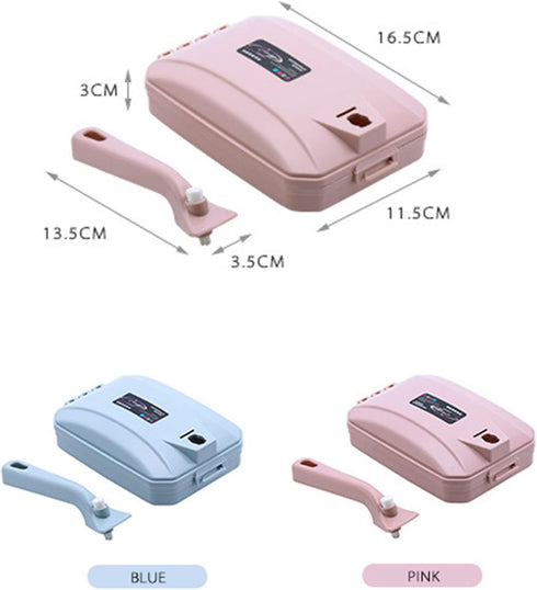 2Pcs Handheld Carpet Brush - Triple Brush Head Carpet Table Sweeper Pet Hair Cleaning Collector Brush (Blue+Pink)