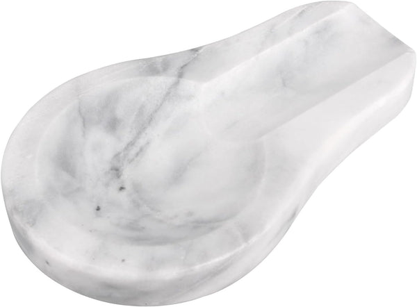 HESHIBI Marble Spoon Rest for Kitchen Countertop, Perfect for Spatula, Ladle, Fork (1, Light Grey)