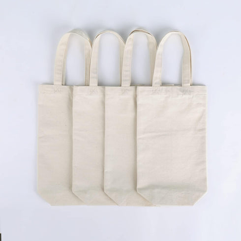 Wine Tote Bag, 10.5 x 7 x 2 inches, 4 pcs Reusable Cotton Canvas Carrier with Drawstring Label