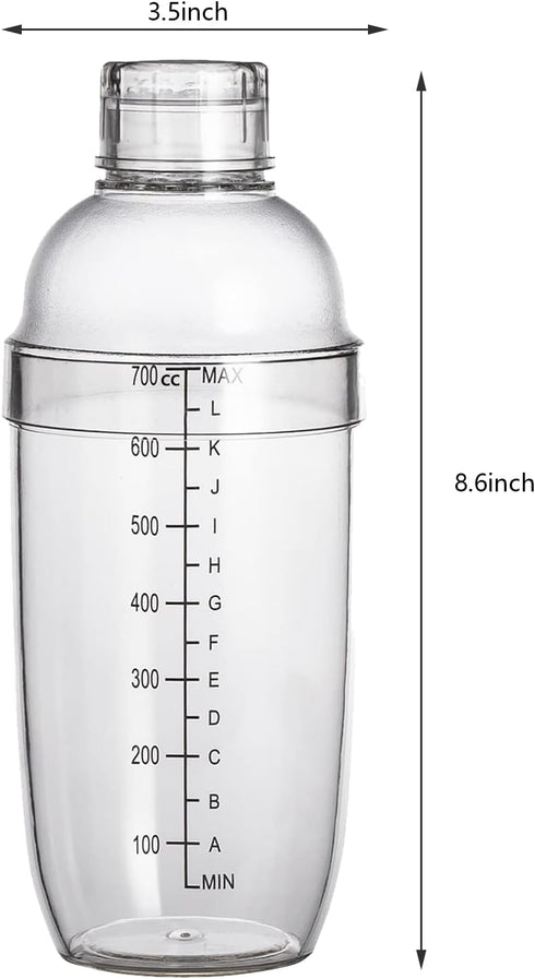 700cc / 24 oz Plastic Cocktail Shaker Mixer, Boba Tea Shaker, Professional Bar Tools Set (2)